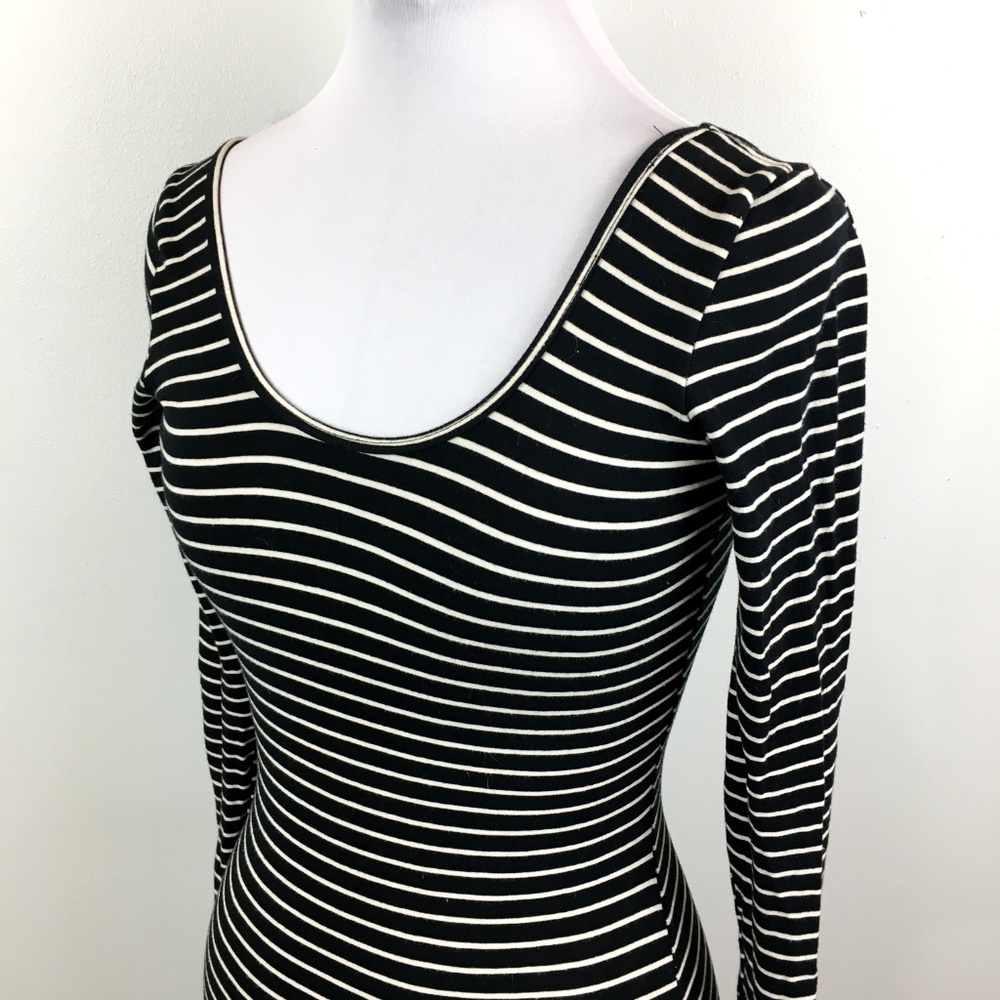 American Apparel M striped bodycon dress sleeves - Picture 8 of 8